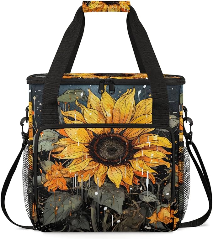 Vintage Sunflower Coffee Maker Carring Bag, Large Insulated Storage Organizer by Home