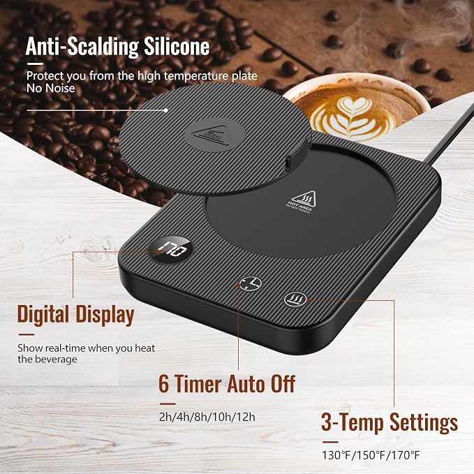 Mug Warmer, 3-Temp Settings Coffee Mug Warmer, Automatic Shut Off Coffee Warmer - Image 3