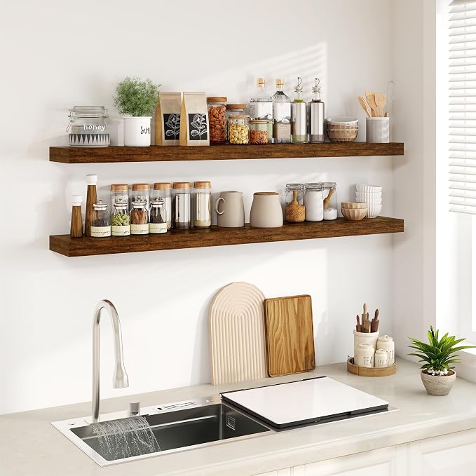 Fun Memories Floating Shelves for Wall, 55Inch Floating Shelves Set of 2 - Image 4