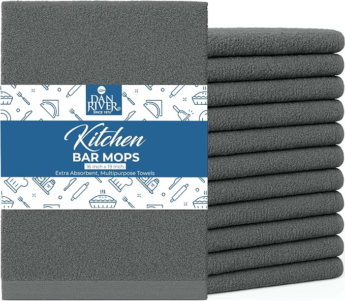 DAN RIVER Kitchen Bar Mops, 16 by 19 Inches, 100% Cotton Super Absorbent by DanRiver