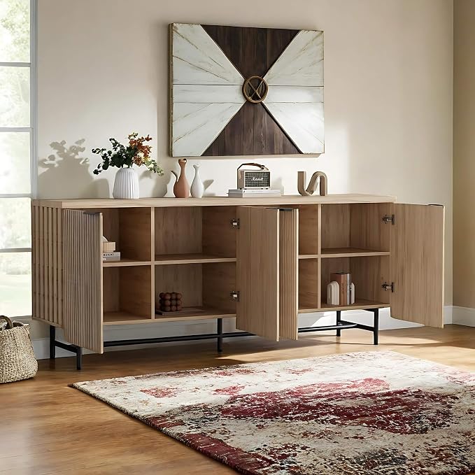 SAINTCY 68" Large Fluted Sideboard Buffet Cabinet - Image 5