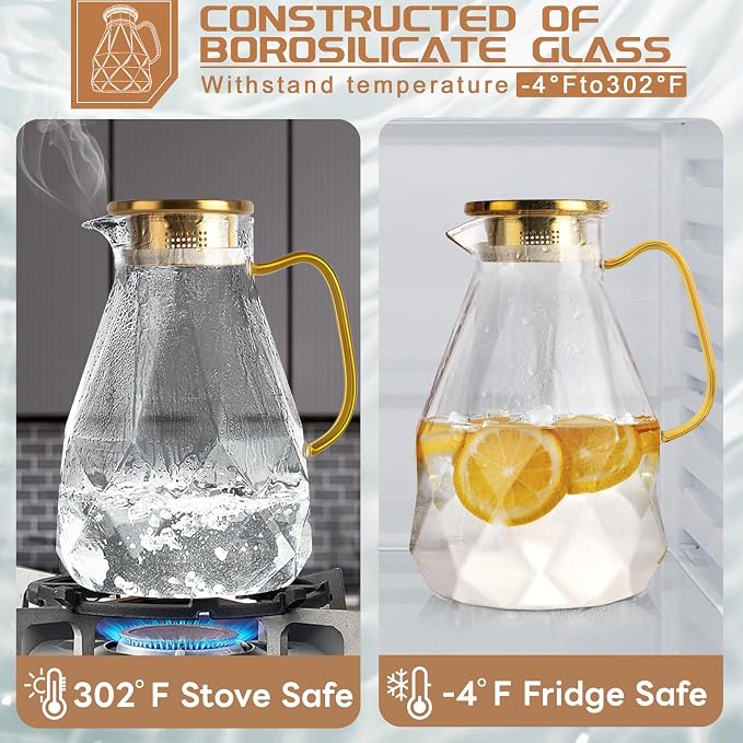 Glass Pitcher, 3 Liter Water Carafe - Image 3