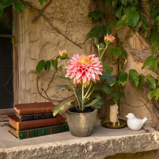 Rose Red Dahlia Flowers Fake Silk Mums Flower Artificial Chrysanthemum Flowers - Image 7