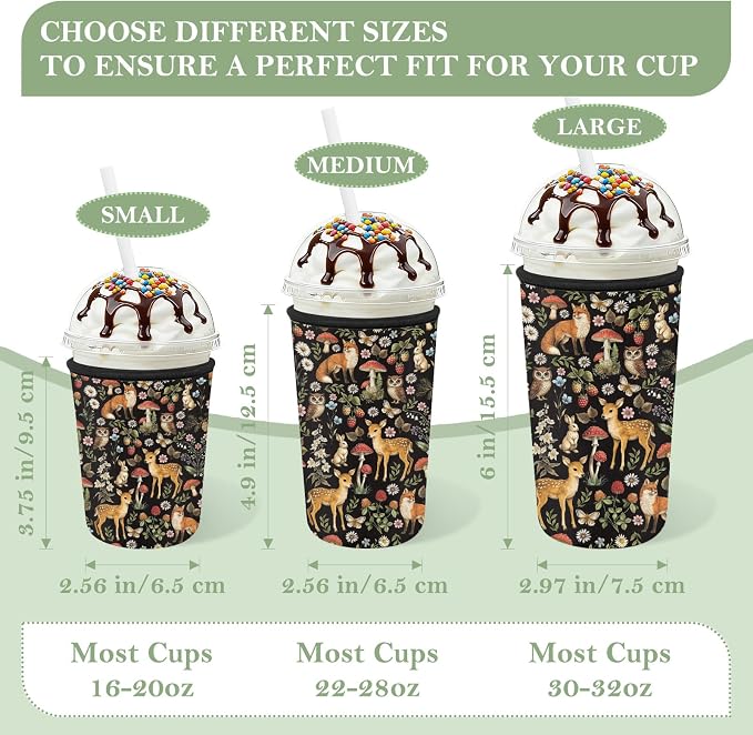 3 Pack Reusable Insulated Neoprene Iced Coffee Cup Sleeve, Durable Drink Sleeve - Image 6