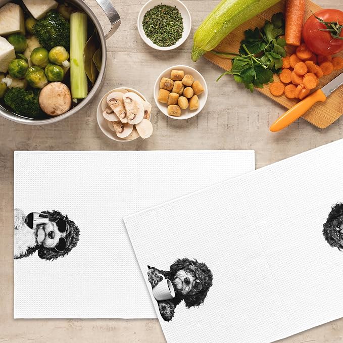 Funny Bernedoodle Kitchen Towels Set of 2, Funny Dog Kitchen Accessories - Image 5