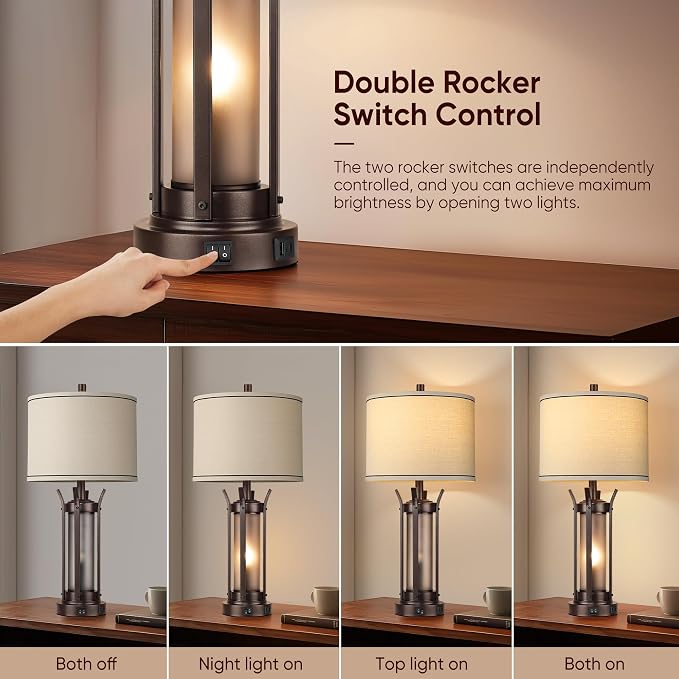 QiMH Farmhouse Table Lamps Set of 2 - Image 2