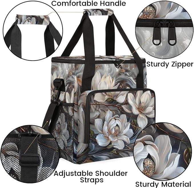 Magnolia Vintage Flowers Coffee Maker Carring Bag, Large Insulated Storage - Image 6