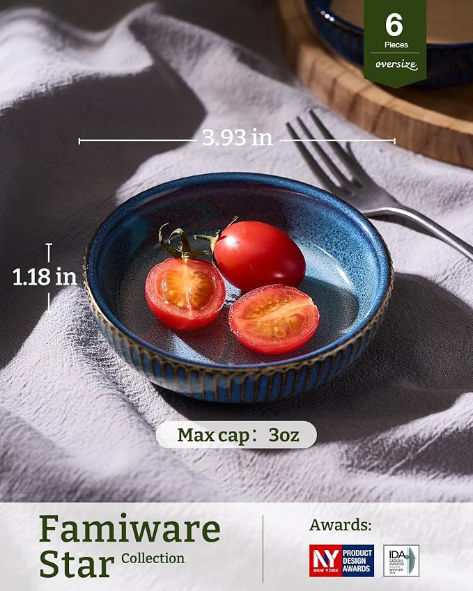 famiware Starlight Soy Sauce Dish Ceramic Dipping Bowls Set of 6, 3 oz - Image 3
