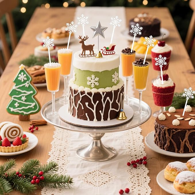 36 Pcs Christmas Drink Stirrers, Snowflake Cocktail Stirrers Plastic Swizzle - Image 4