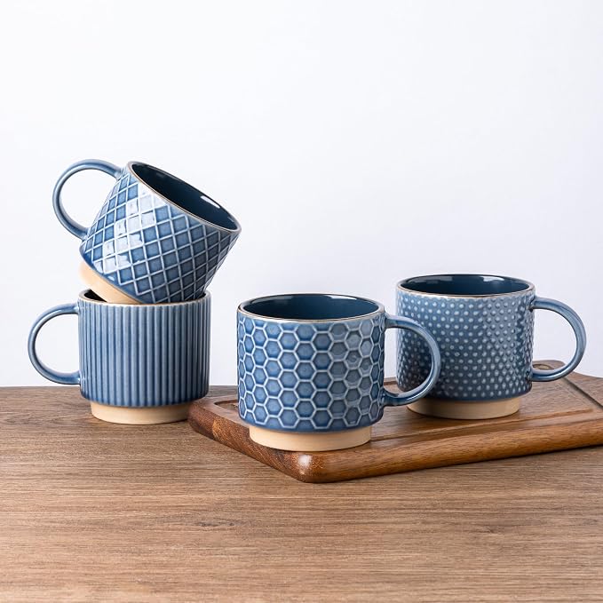GBhome 15OZ Stackable Coffee Mugs, Ceramic Coffee Cups by GBhome