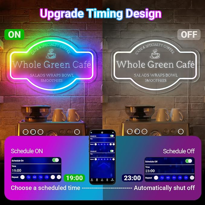 Large Personalized Coffee Bar Neon Sign, Dimmable Custom Coffee LED Neon Light - Image 5