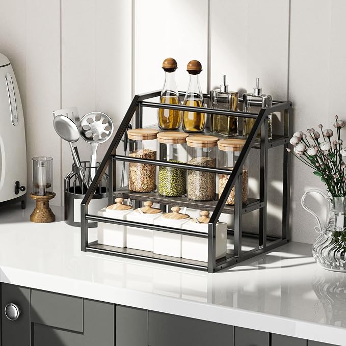 Coffee Syrup Rack Organizer, 3 Tier Countertop Storage Shelves, Kitchen Storage - Image 9