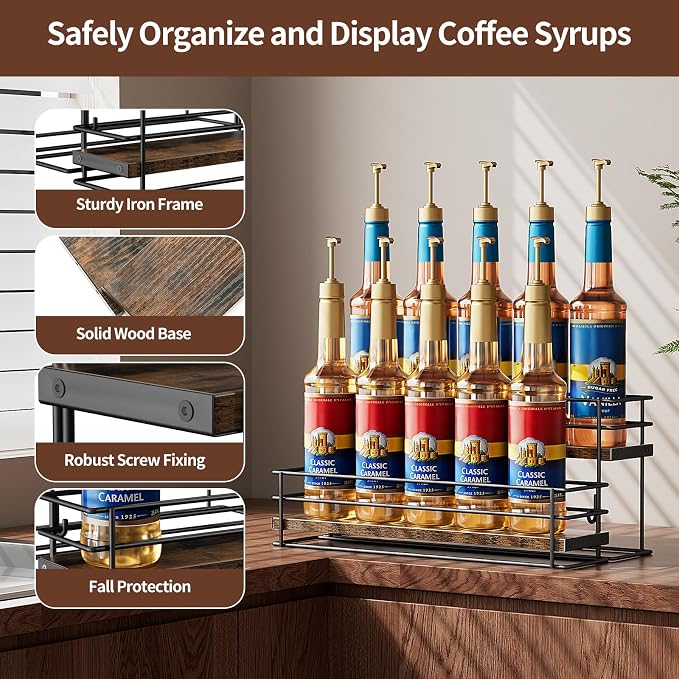 Nuovoware Coffee Syrup Organizer, 2-Tier 10 Bottles Bar Organizer, Separable - Image 4