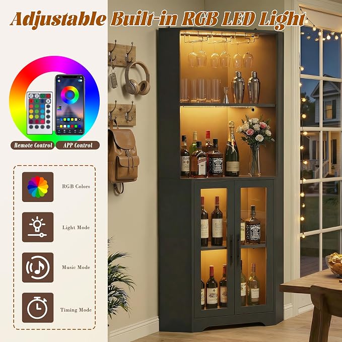 65" Tall Corner Wine Cabinet - Image 4
