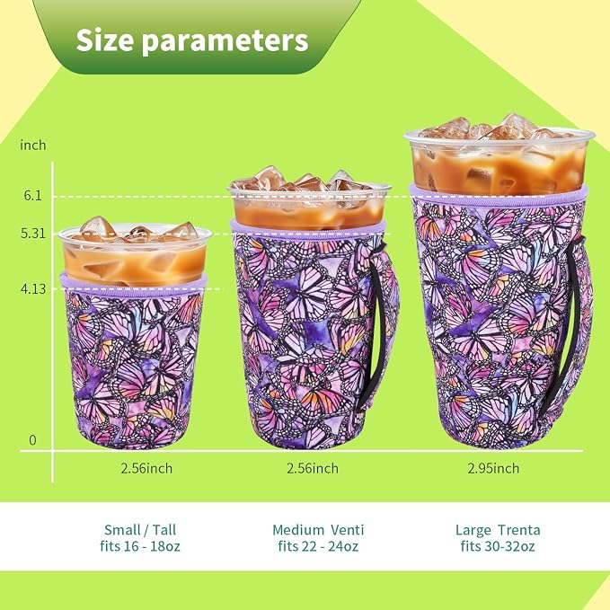3 Pack Iced Coffee sleeve Insulated Neoprene Cup Sleeves - Image 2