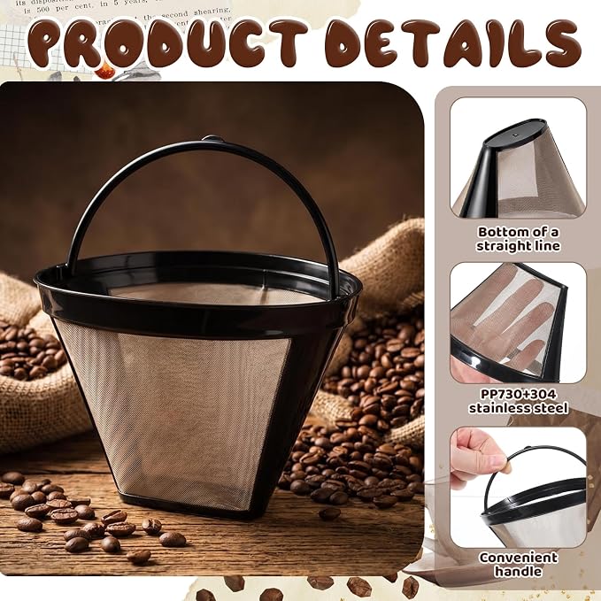 JJUNW 2 Pcs Reusable Coffee Filters, Coffee Filter Replacement Coffees Maker - Image 3