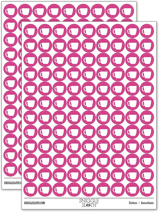 Coffee Mug Cup Solid 200+ Round Stickers by Sniggle+Sloth