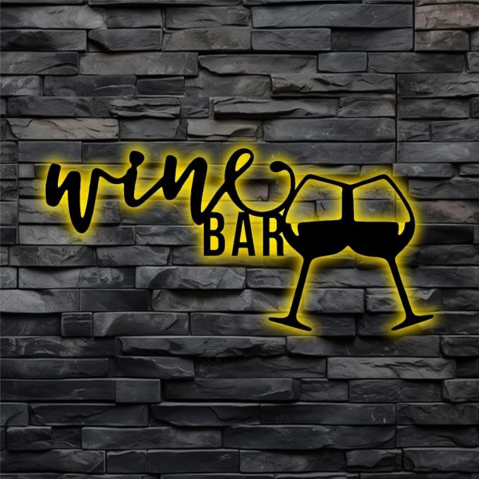 Wine Metal Sign, Wine Led Light Wall Decor, Wine Bar Sign, Wine Bar Decor by HAQCO-Ourproductsaredesignedtogobeyondordinarydecorativeitemsprovidingacaptivatingvisualexperienceandelevatingtheoverallbeautyofyourroom