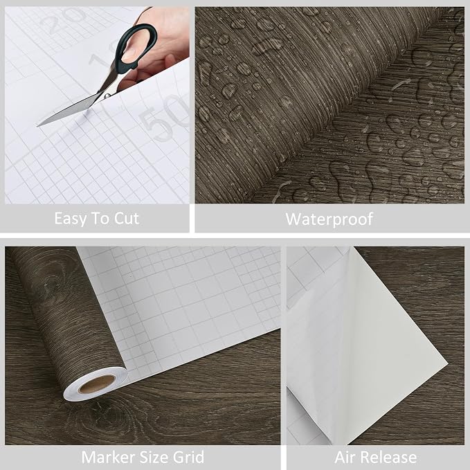 WESTICK Large Brown Wood Peel and Stick Wallpaper 24"x394" Self Adhesive Wood - Image 6