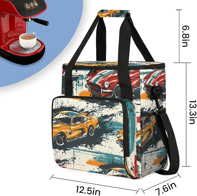 Funny Car Coffee Maker Carring Bag, Large Insulated Storage Organizer Case Tote - Image 2