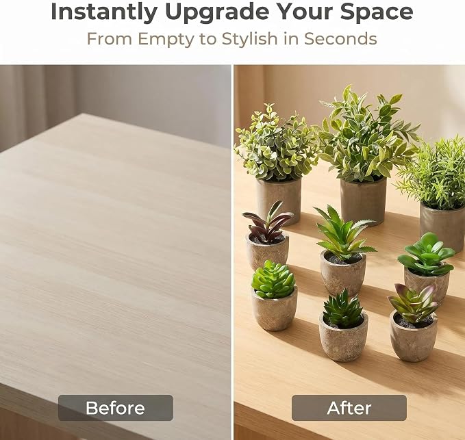 AUUGUU Artificial Potted Plants Faux Greenery in Cement Pots - Image 5