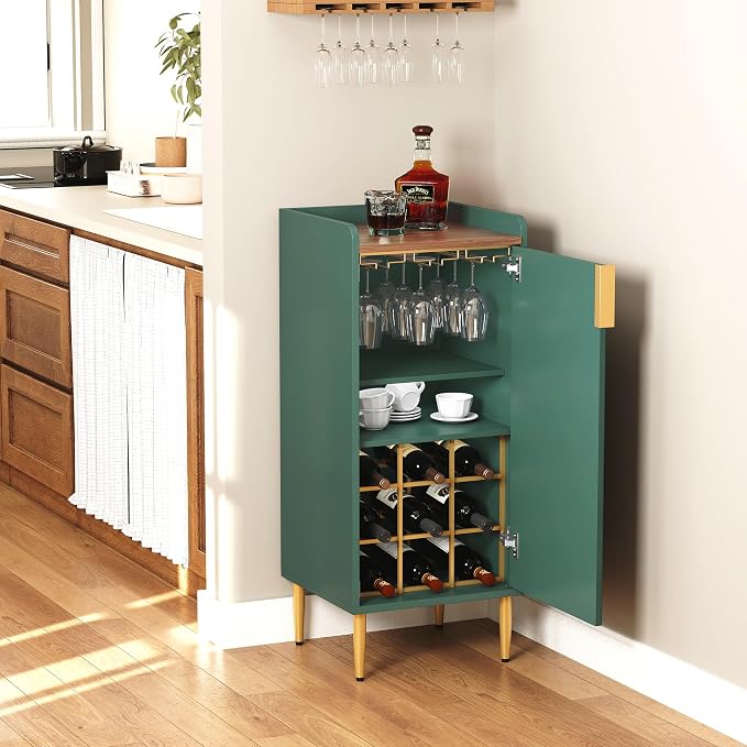ARTPOWER Mini Bar Cabinet for Apartment, Fluted Wine Bar Cart - Image 4