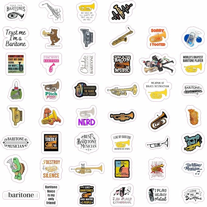 100Pcs Baritone Stickers for Water Bottle and Laptop - Image 4