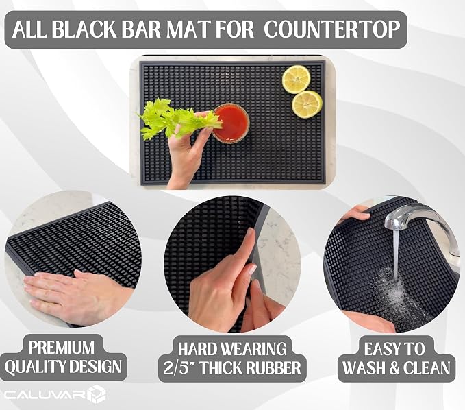 Bar Mat All Black 18x12 in Silicone, Non-Slip Bartending Mat - Image 3