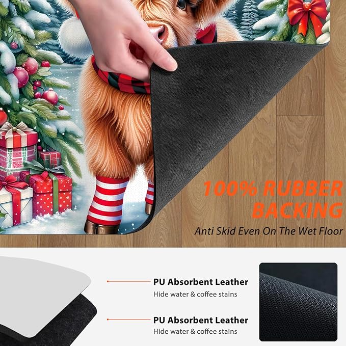 Christmas Highland Cow Dish Drying Mat - Image 7
