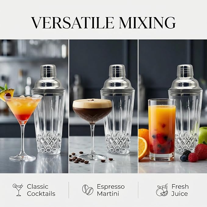 Cut Crystal Glass Cocktail Shaker - 15oz Lead-Free Crystal Shaker - Premium - Image 5