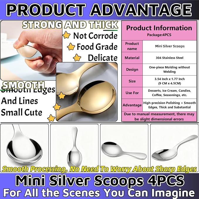 Mini Scoop Spoons 4PCS，Mini Scoops - Image 3
