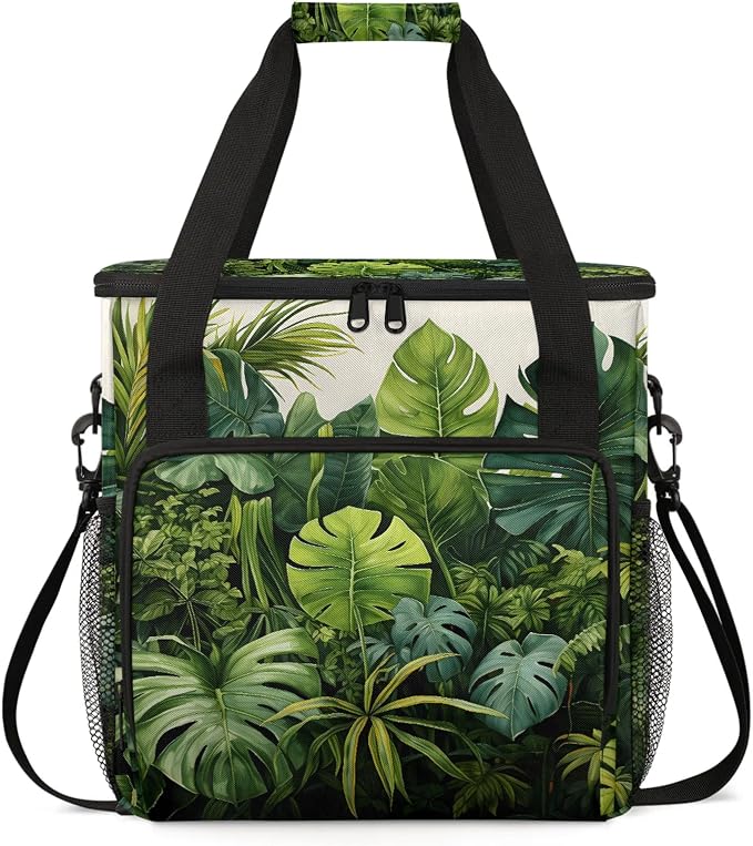 Tropical Green Leaves Coffee Maker Carring Bag, Large Insulated Storage by Home
