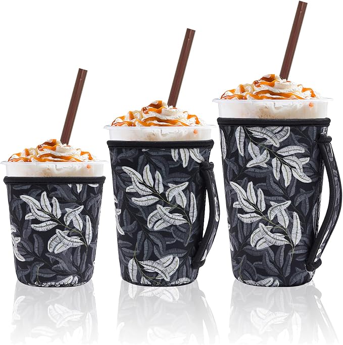 3Pk Reusable Iced Coffee Sleeves, Floral Fits 16-32oz Hot/Cold | iced coffee by LLTDMEST