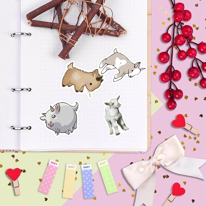 100Pcs Cute Goat Stickers for Water Bottle and Laptop - Image 6