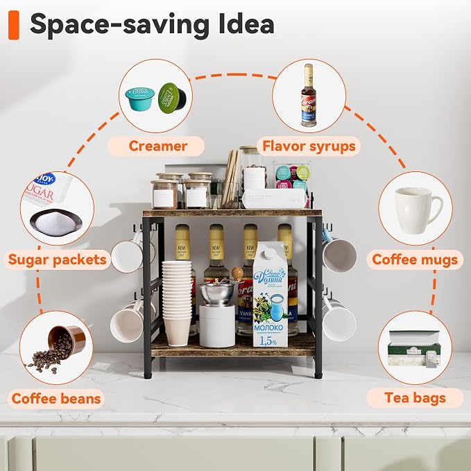 Aquzee Large Coffee Bar Counter Top Shelf - Image 6