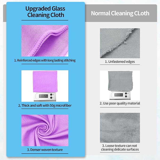 Microfiber Cleaning Cloth, 12 Pack Window Glasses Cleaning Cloth, Reusable - Image 7