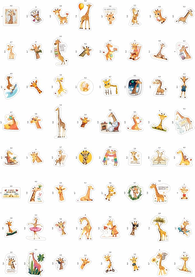 100Pcs Giraffe Stickers, Giraffe Party Decorations, Favors — Cute Animal Decals - Image 3