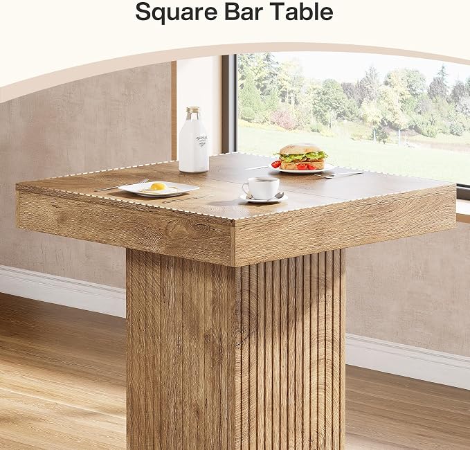Tribesigns Square Bar Table, Kitchen Dining Table, Industrial Counter Height - Image 7