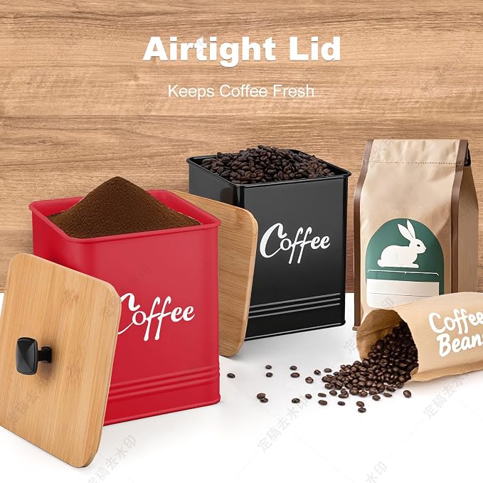 Coffee Canister, Airtight 40 oz Large Iron Black Storage Container - Image 6