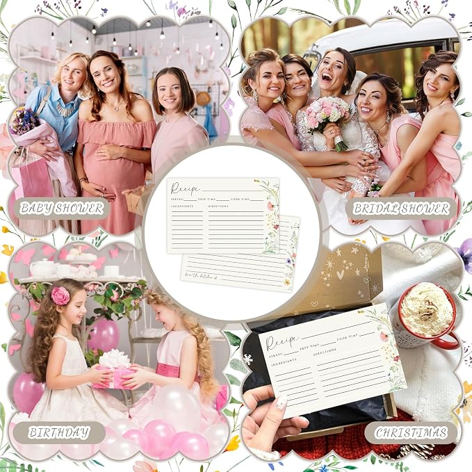 JOETMAE 50PCS Floral 4×6 Recipe Cards - Image 6