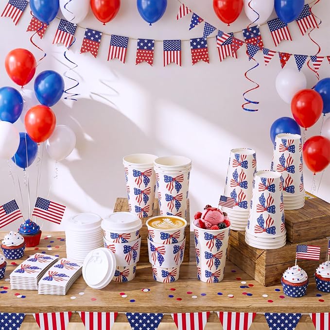 24 Set 4th of July Disposable Paper Coffee Cups - Image 5