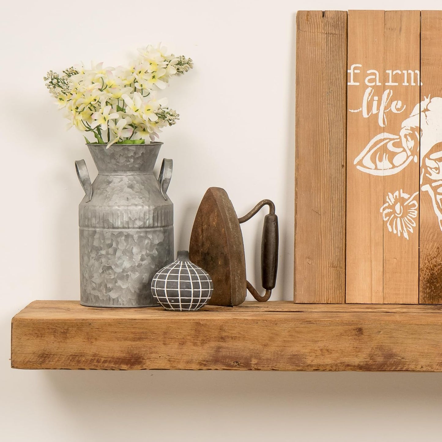 Modern Timber Craft Reclaimed Wood Floating Wall Shelf | Solid Rustic American Barnwood, Floating Shelf Brackets | 2.75" Thickness | 30" L x 7" D, Rustic Original - Unfinished, 2 Pack