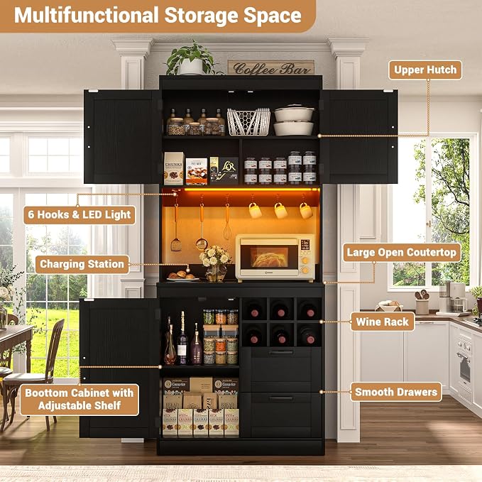 Unikito 72" Tall Pantry Cabinet, Kitchen Pantry Storage Cabinet - Image 7