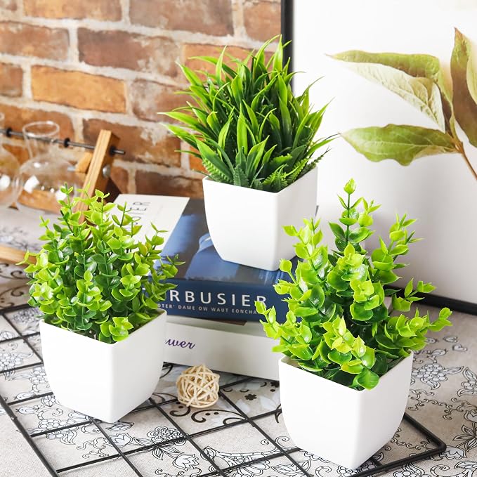 Der Rose 4 Pack Fake Plants Small Artificial Mini Faux Plants Indoor - Image 5