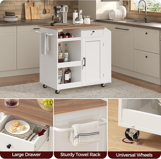 MAHANCRIS Kitchen Island with Power Outlet, Kitchen Storage Island with Drawer - Image 9