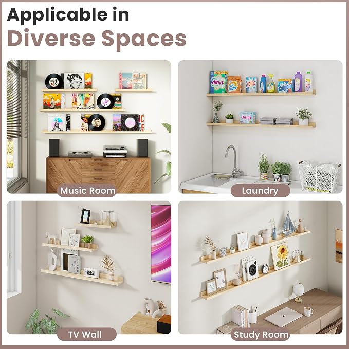 Floating Shelves for Wall, 16 inch Solid Wood Picture Ledge Shelf, Picture - Image 7
