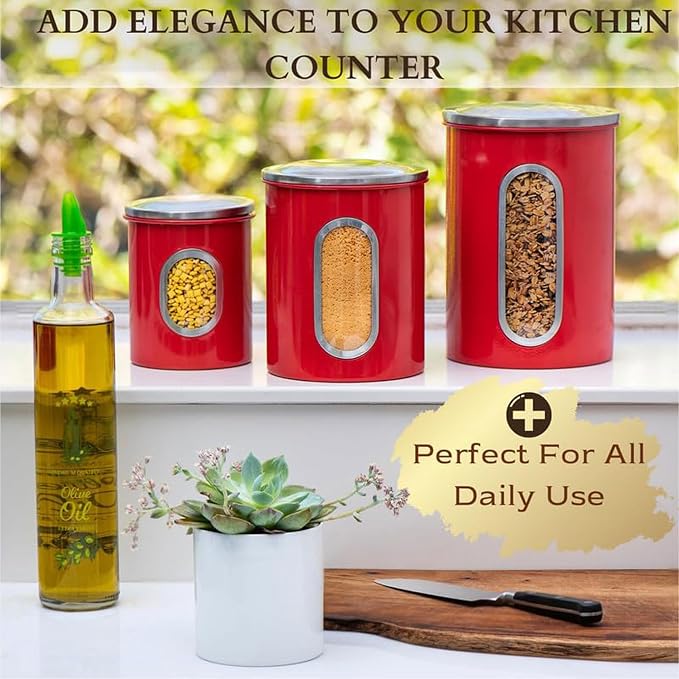 Mixpresso 3-Piece Red Canisters Sets - Image 5