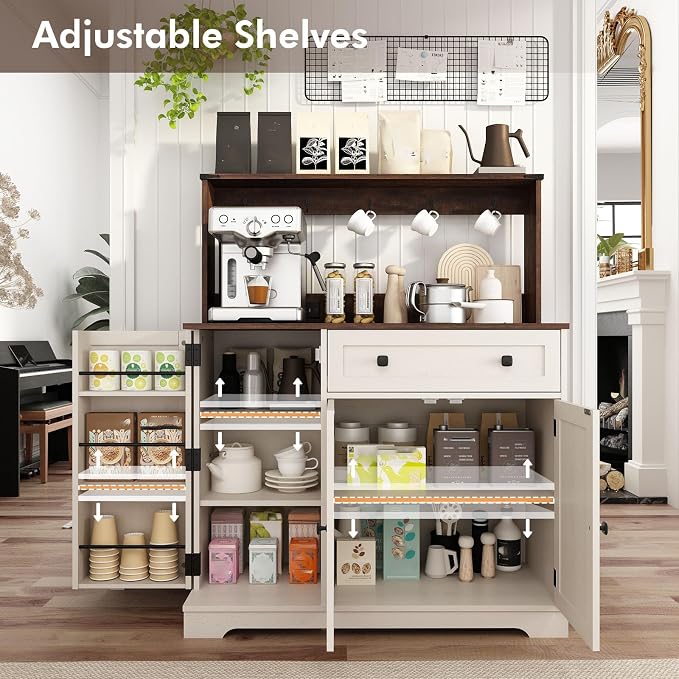 Wnutress Farmhouse Coffee Bar Cabinet - Image 3