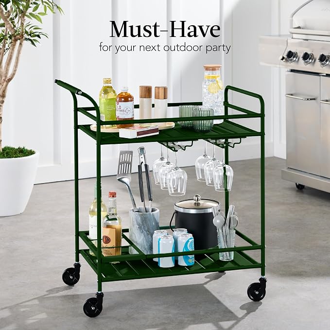 Best Choice Products Rolling Bar Cart, Mobile Home Bar Serving Cart, Serving - Image 3
