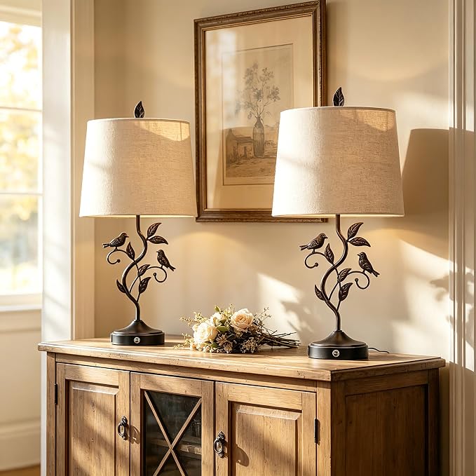27" Set of 2 Touch Farmhouse Table Lamps - Image 8